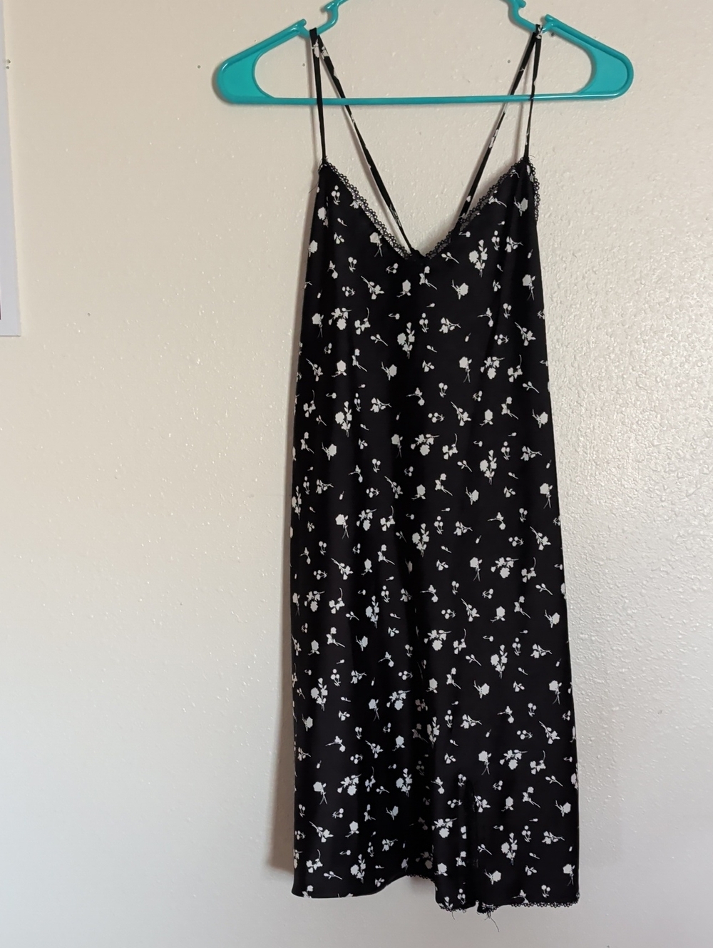 wild fable Black Slip Dress with White Floral Print